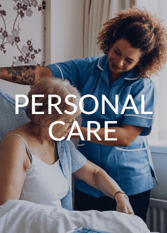 A person is getting her hair cut by a personal care worker.