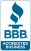 A blue bbb logo with a candle in the middle.