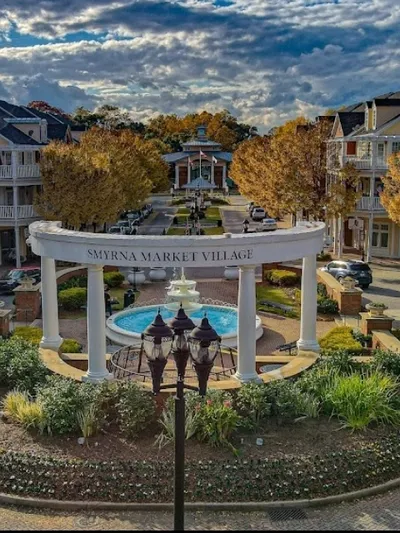 A view of the entrance to serena market village.